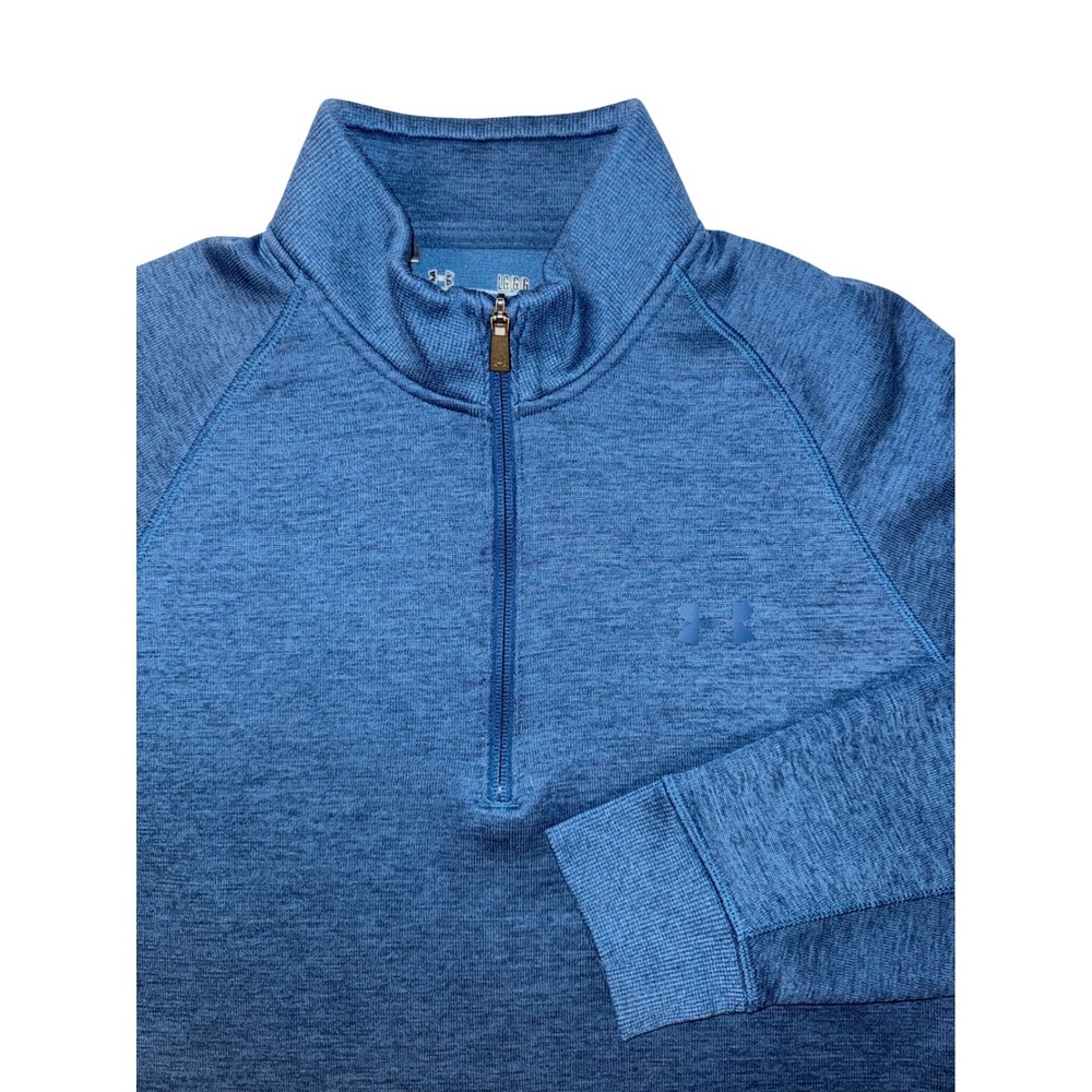 Under Armour Mens ColdGear Loose Fit Quarter Zip Pullover Blue Heather Large